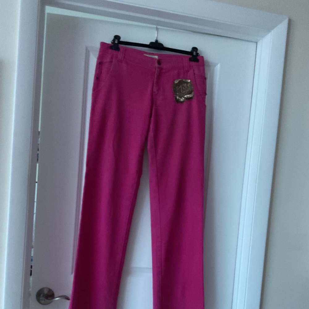 Made in Italy by Overdrive Fuchsia  Stretchy Jeans Size 28 Wide Legs
